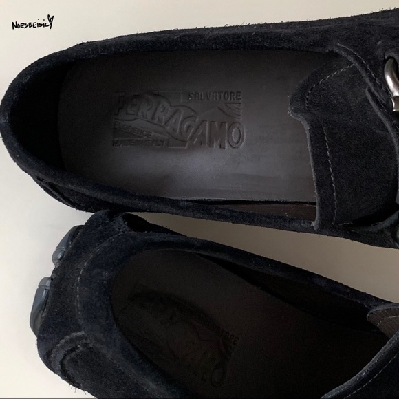 🚫SOLD•E🅱️🅰️Y🚫 Salvatore Ferragamo Black Suede Loafers - Picture 5 of 10